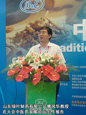 山東綠葉制藥有限公司傅風(fēng)華教授在大會中醫(yī)藥發(fā)展論壇上作報告