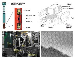 圖 3  雙探針低溫強磁場STM結(jié)構(gòu)和8T強磁場下的原子結(jié)構(gòu)
